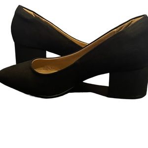 Lane Bryant Black Suede Block Heel Pumps